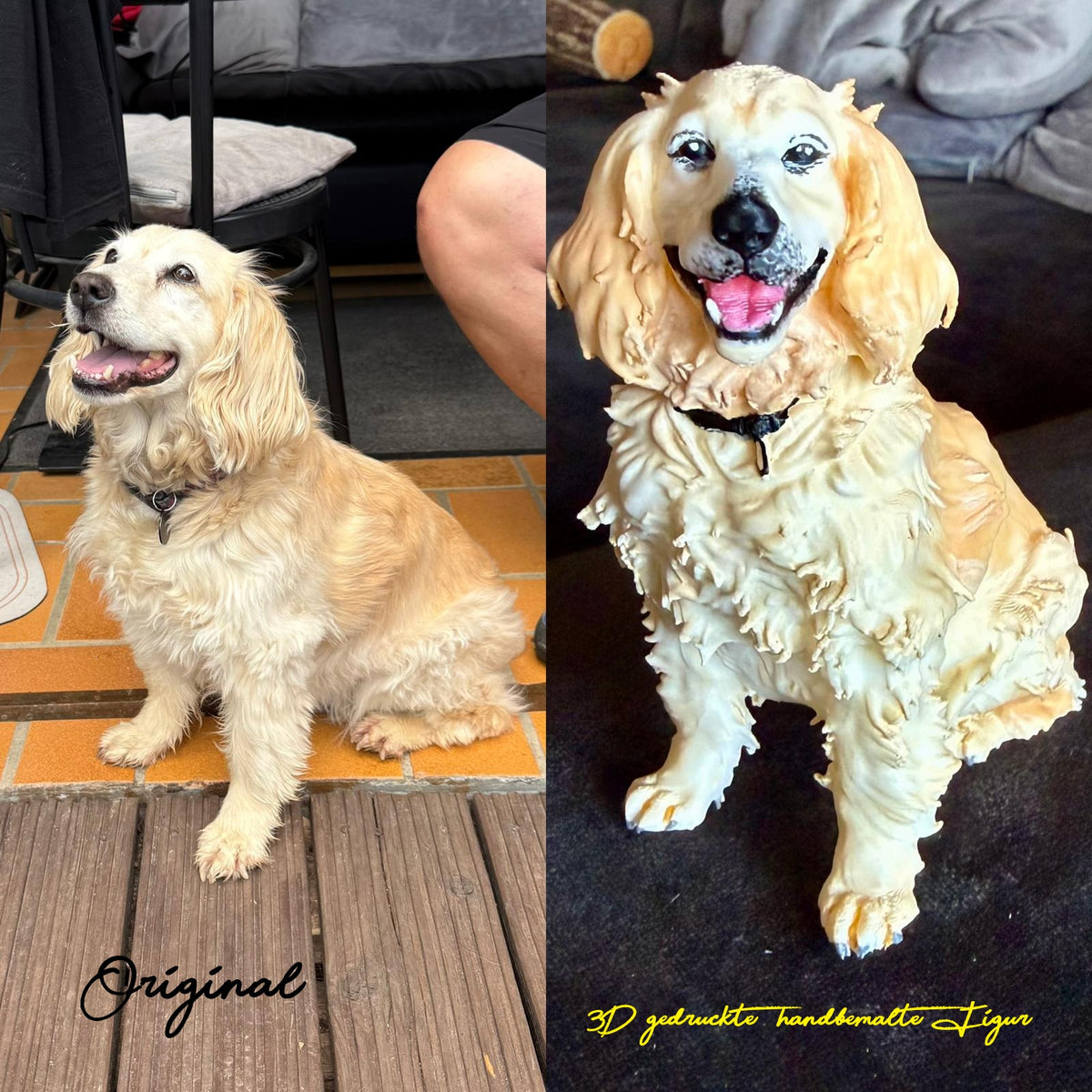 Dein Hund als Skulptur – Handbemalte 3D-Druck Hundefigur nach Originalfoto | personalisiert | Unikat | handbemalt