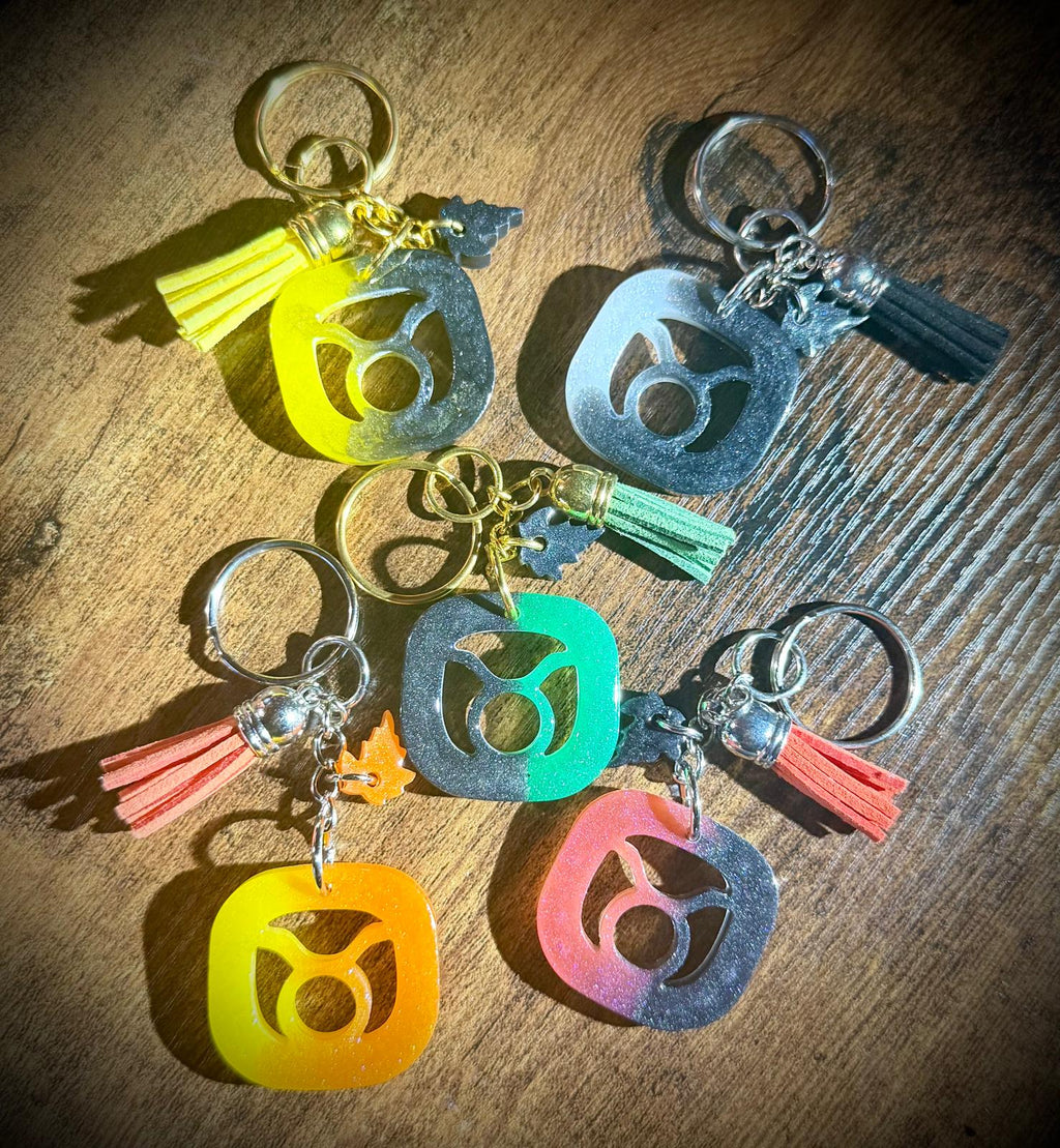 Sternzeichen Schlüsselanhänger aus Epoxidharz | Handgegossen personalisiert | Astrologie Horoskop Anhänger Tasche, Geschenk Geburtstag