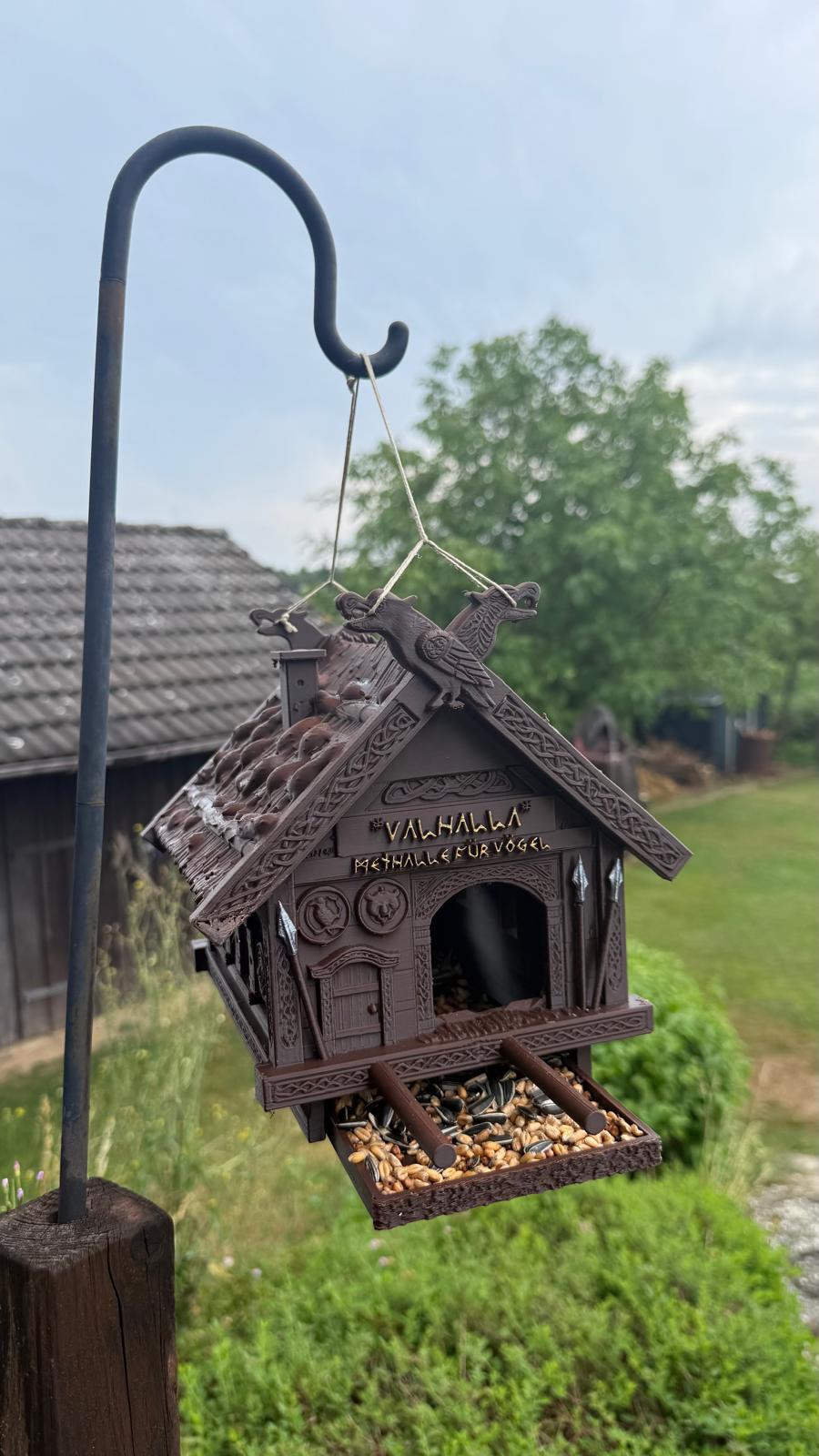 Vogelhaus Wikinger, Valhalla Vogelhaus, Methalle Vögel, 3D Druck, Wetterfestes Futterhaus, Odin Raben, Vogelfutterstation, PETG Vogelhaus
