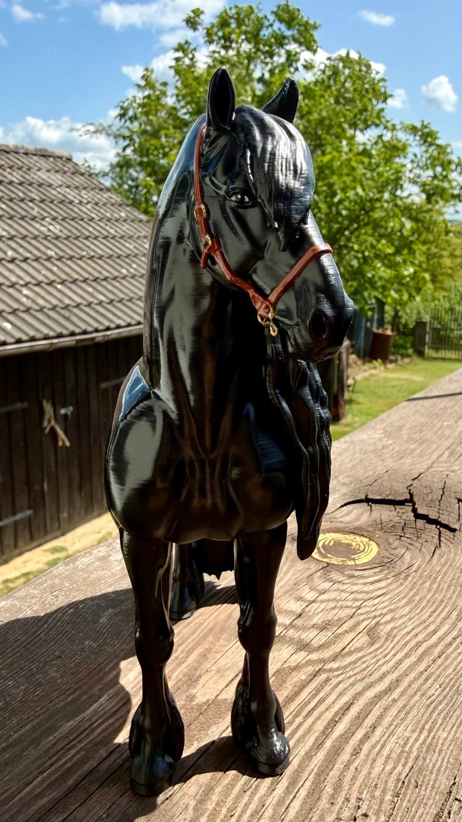 Friesenhengst Figur 18,5cm – 3D Druck PLA Handbemalt | Edle Deko Pferdestatue & Geschenk für Pferdeliebhaber | Detailliertes Modell Friese