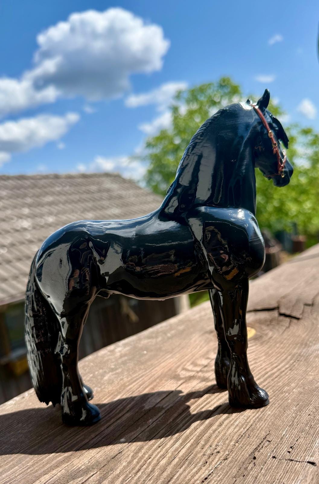 Friesenhengst Figur 18,5cm – 3D Druck PLA Handbemalt | Edle Deko Pferdestatue & Geschenk für Pferdeliebhaber | Detailliertes Modell Friese