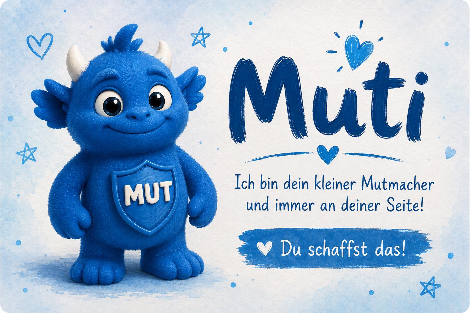 MuMo - Mutmonster – Mutmacher Schlüsselanhänger für Kindergarten & Schulanfang | Geschenk zur Einschulung | Personalisierbarer Glücksbringer