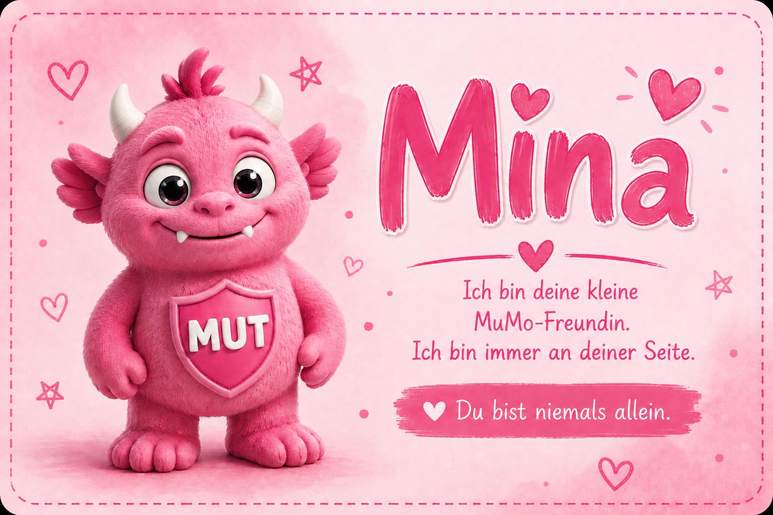 MuMo - Mutmonster – Mutmacher Schlüsselanhänger für Kindergarten & Schulanfang | Geschenk zur Einschulung | Personalisierbarer Glücksbringer