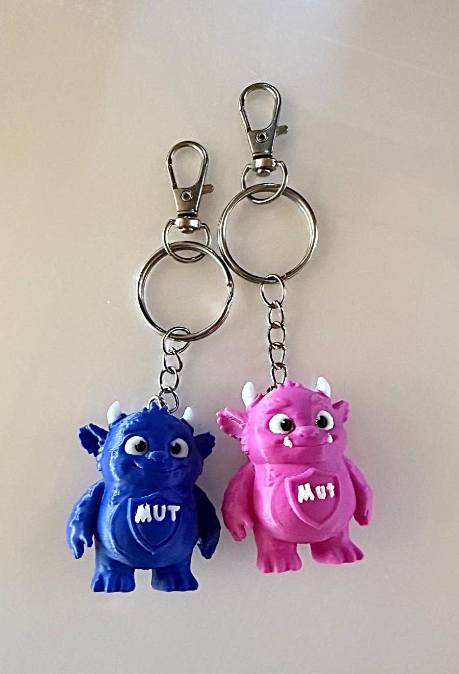 MuMon Muti & Mina – Mutmonster Schlüsselanhänger mit Karte für Einschulung und Kindergartenstart