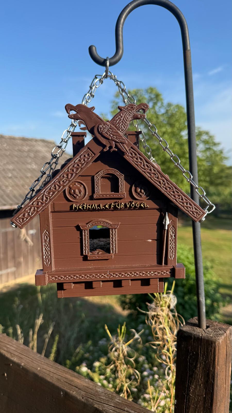 Vogelhaus Wikinger, Valhalla Vogelhaus, Methalle Vögel, 3D Druck, Wetterfestes Futterhaus, Odin Raben, Vogelfutterstation, PETG Vogelhaus