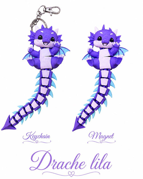Flexi Tier Schlüsselanhänger oder Magnet | Bewegliche 3D Druck Figur | Drache, Katze, Wolf, Highland, Otter, Krokodil, Einhorn | Geschenk
