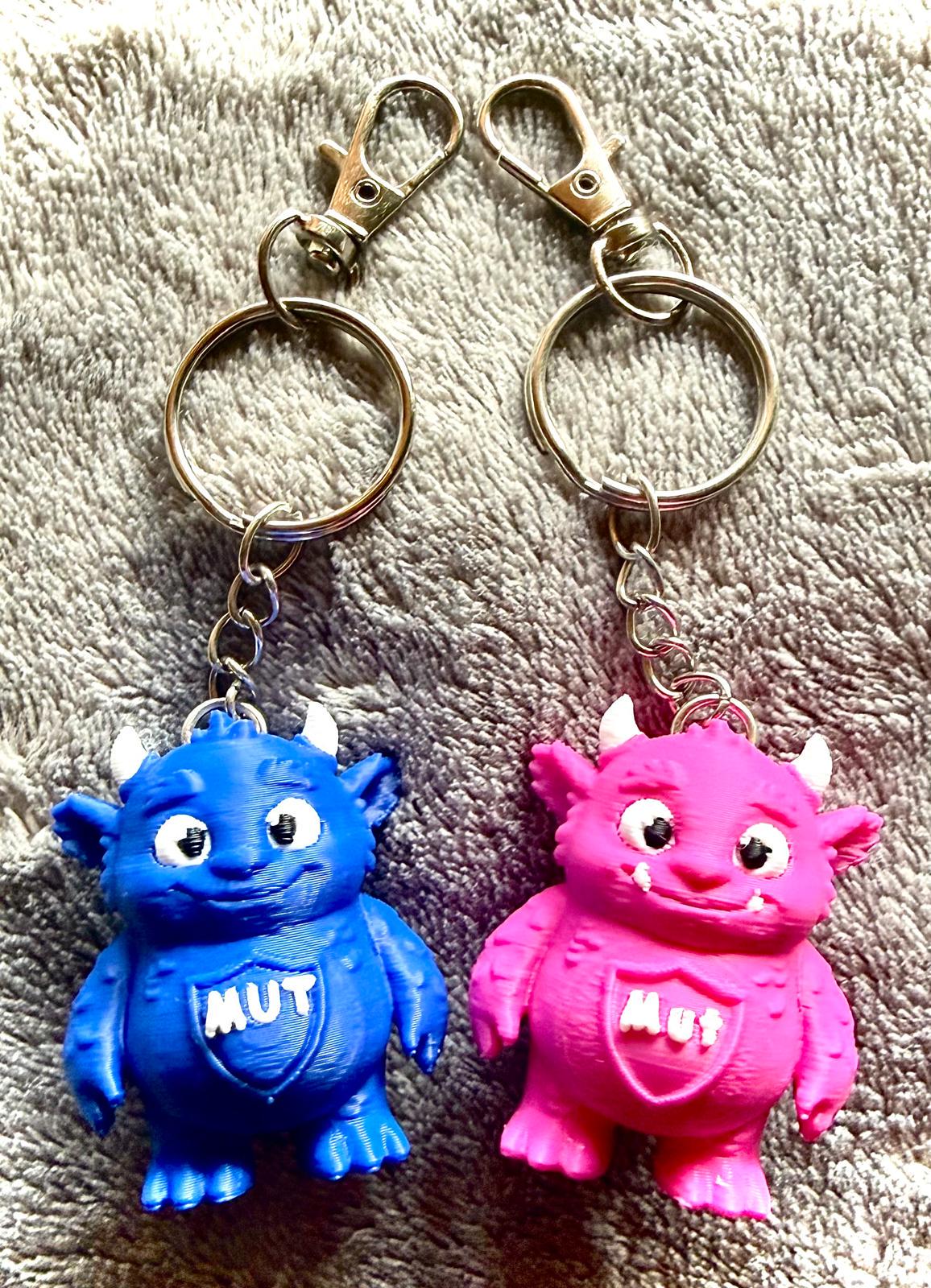 MuMon Muti & Mina – Mutmonster Schlüsselanhänger mit Karte für Einschulung und Kindergartenstart