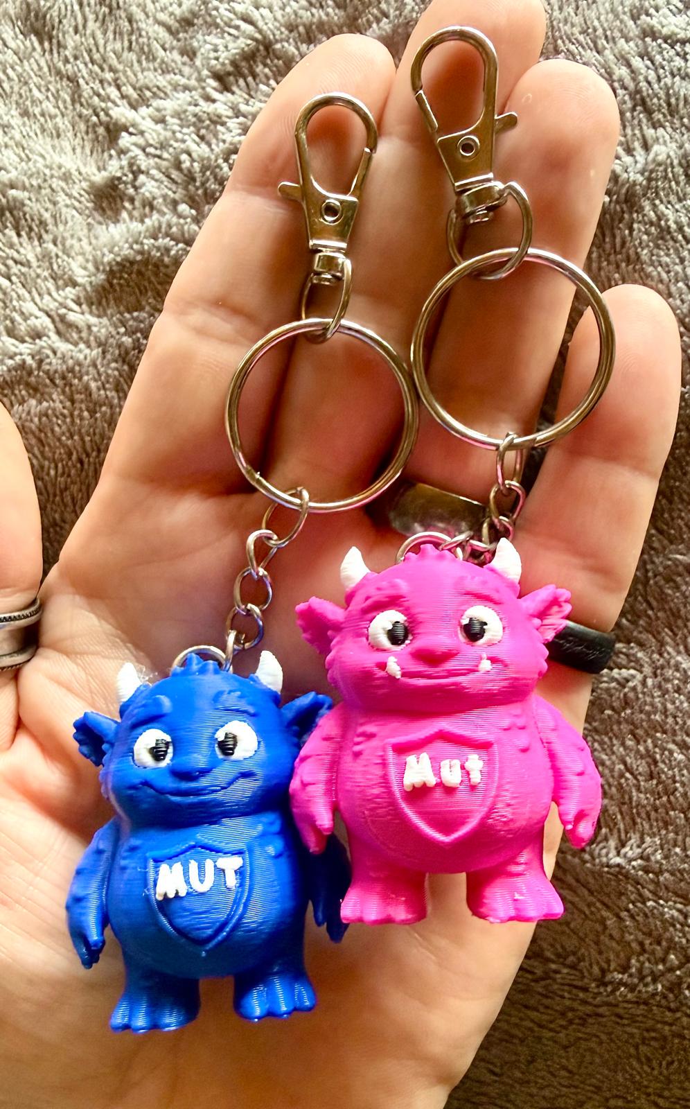 MuMon Muti & Mina – Mutmonster Schlüsselanhänger mit Karte für Einschulung und Kindergartenstart