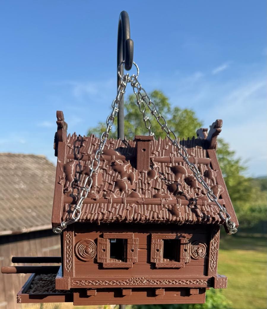 Vogelhaus Wikinger, Valhalla Vogelhaus, Methalle Vögel, 3D Druck, Wetterfestes Futterhaus, Odin Raben, Vogelfutterstation, PETG Vogelhaus