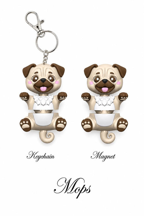 Flexi Haustiere Schlüsselanhänger oder Magnet | Katze, Hund, Pferd, Hase, Mops, Samojede, Schwein, Highland-Rind | 3D Druck Geschenk