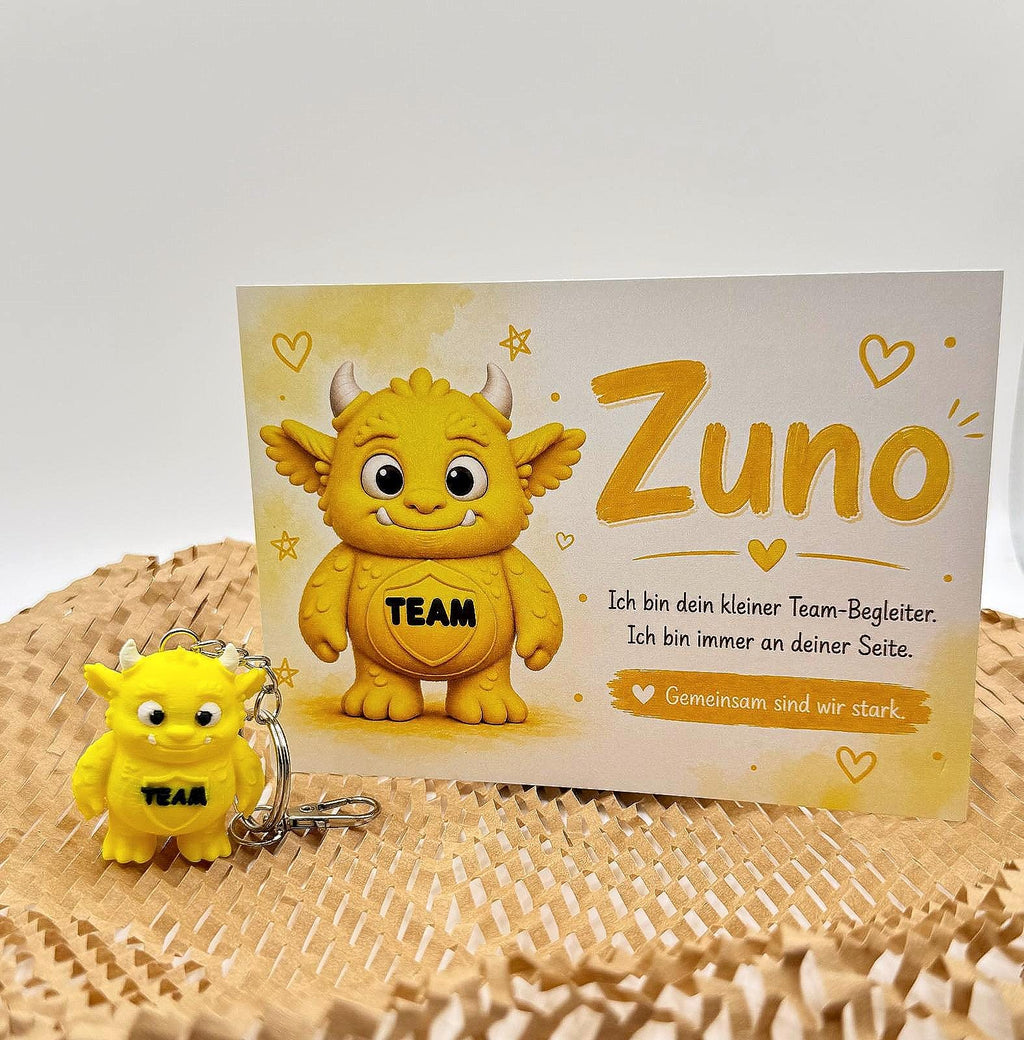 Zuno MuMon- Schlüsselanhänger TEAM – Mutmacher für Zusammenhalt und Gemeinschaft – Geschenk für Kinder, Jugendliche und Erwachsene