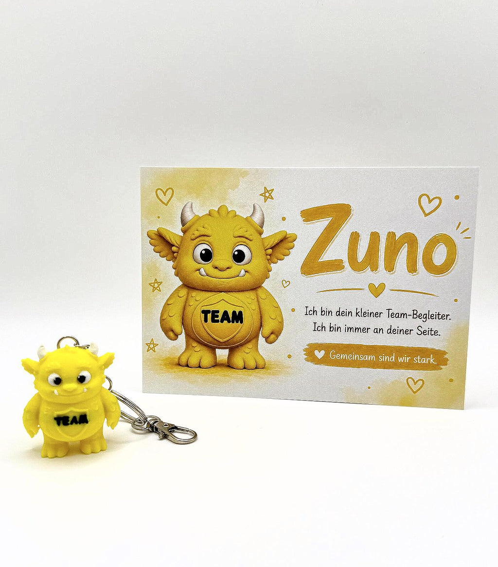 Zuno MuMon- Schlüsselanhänger TEAM – Mutmacher für Zusammenhalt und Gemeinschaft – Geschenk für Kinder, Jugendliche und Erwachsene