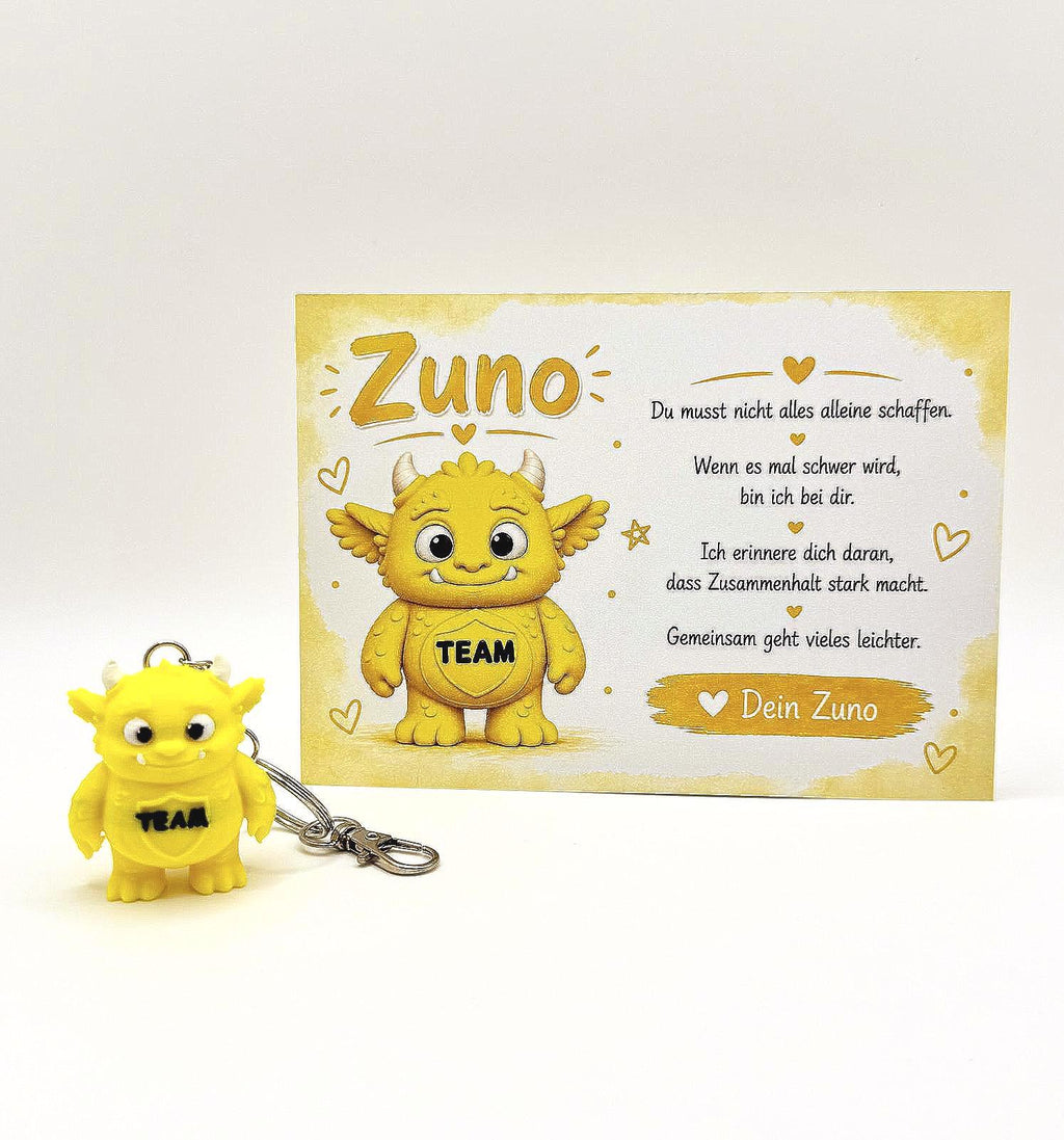 Zuno MuMon- Schlüsselanhänger TEAM – Mutmacher für Zusammenhalt und Gemeinschaft – Geschenk für Kinder, Jugendliche und Erwachsene